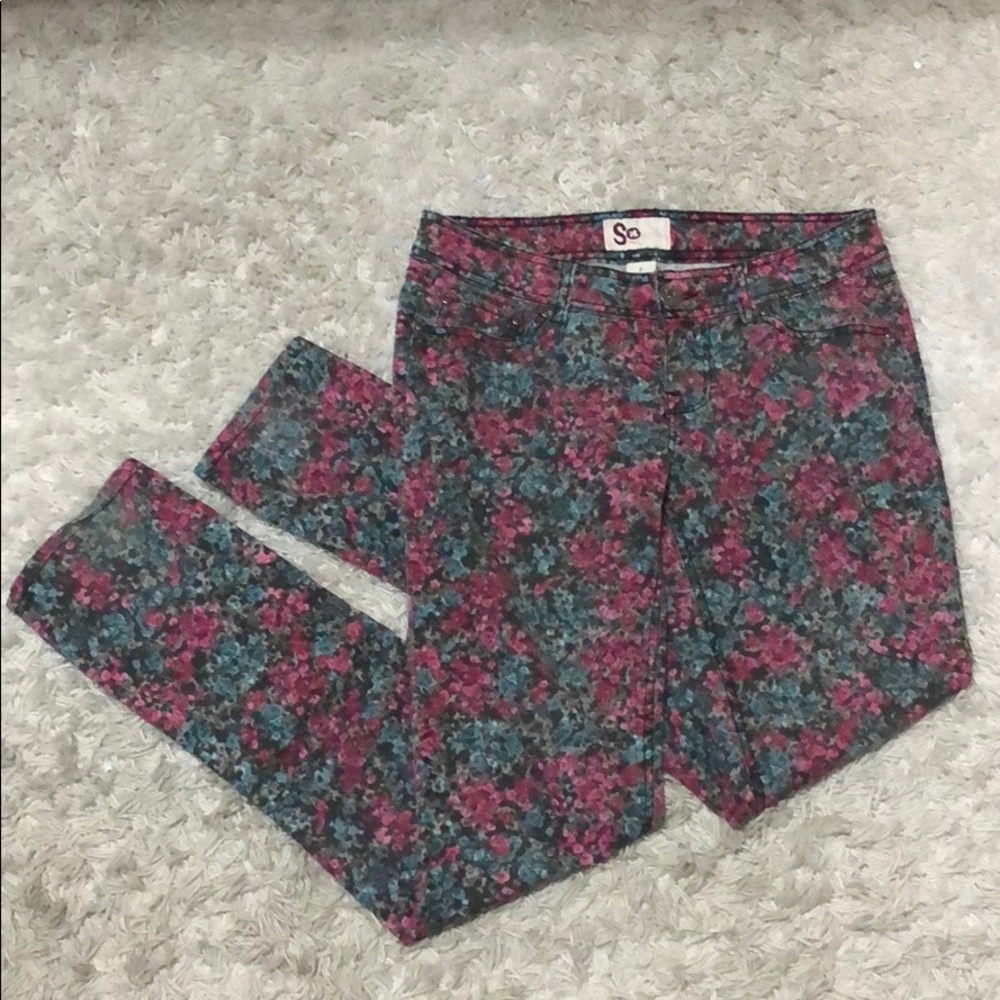 Floral printed skinny jeans